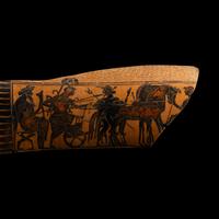 An Attic Black-Figured Epinetron Fragment with Dionysus, Athena, and Hermes