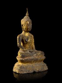 A Thai Gilt Bronze Figure of Buddha