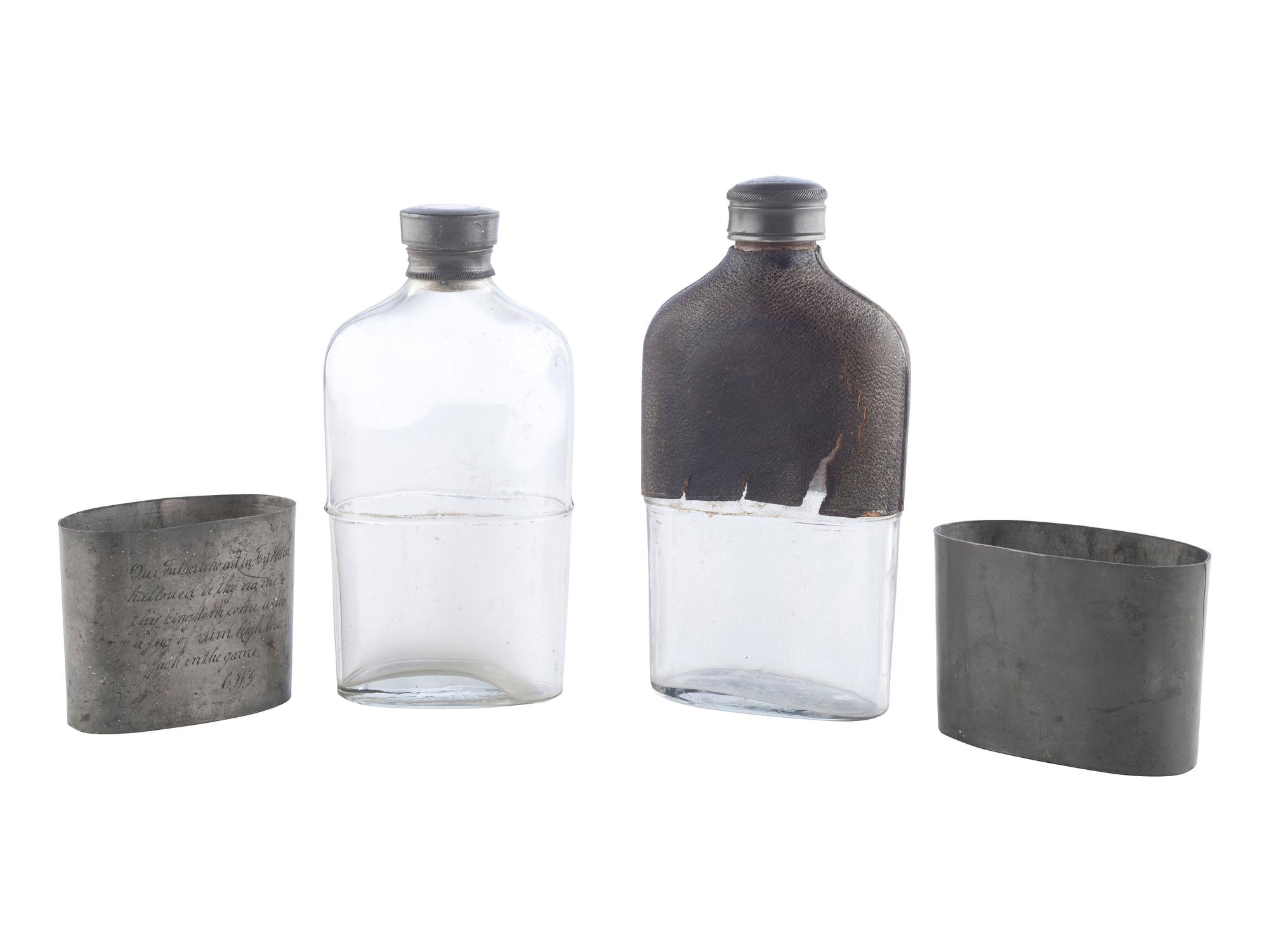 [CIVIL WAR]. A pair of flasks, incl. a W.T. Fry & Co. Civil War officer's flask, ca 1863.