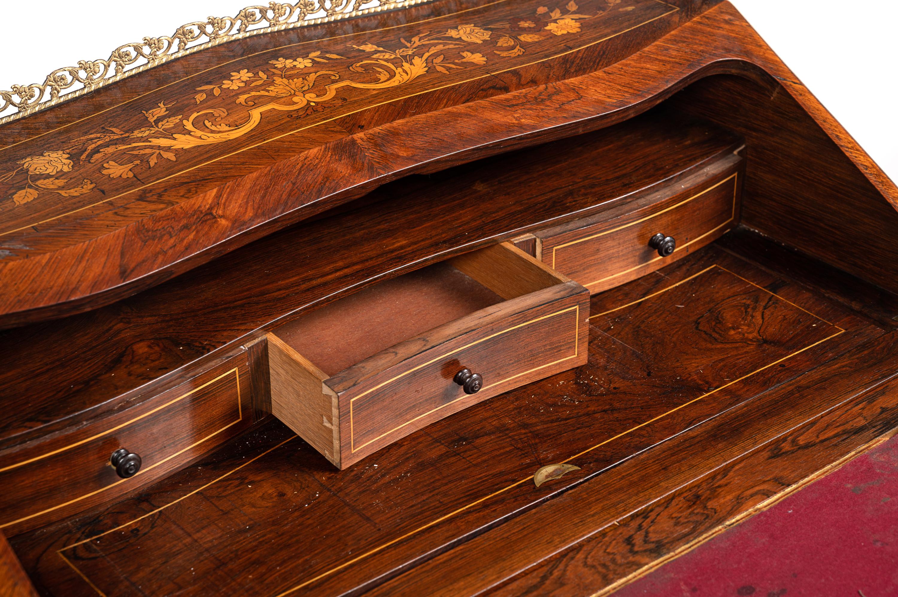 A Louis XV Style Gilt Bronze Mounted Marquetry Bureau en Pente