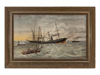 Olaf Krans (Swedish-American, 1838-1916), The Battle Between the USS Kearsage and CSS Alabama off the Coast of Cherbourg, France, June 19, 1864