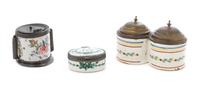 A Group of Three Inkwells Height of tallest 3 1/2 inches.