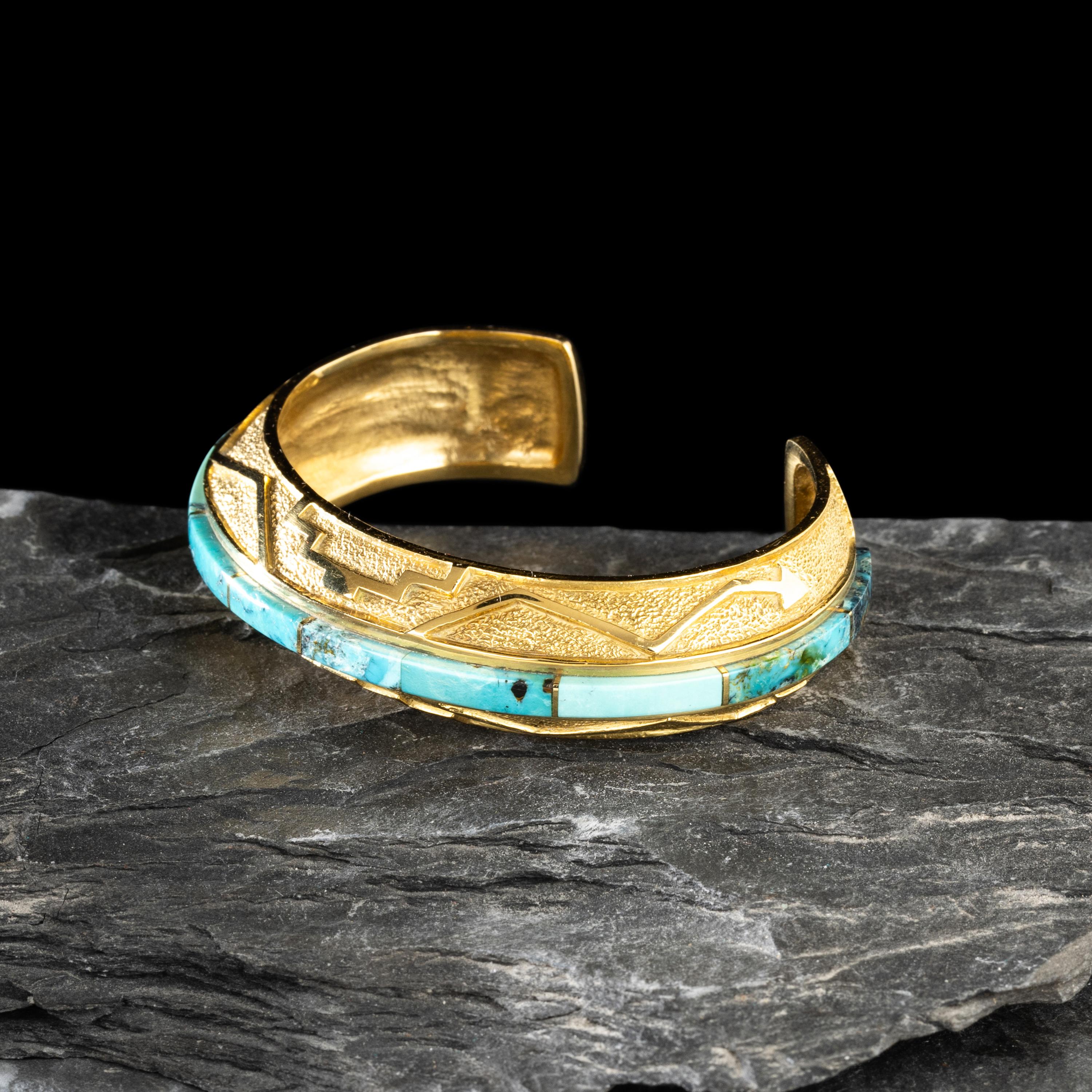 Don Supplee (Hopi, b. 1965) — 18K Gold and Turquoise Cuff Bracelet