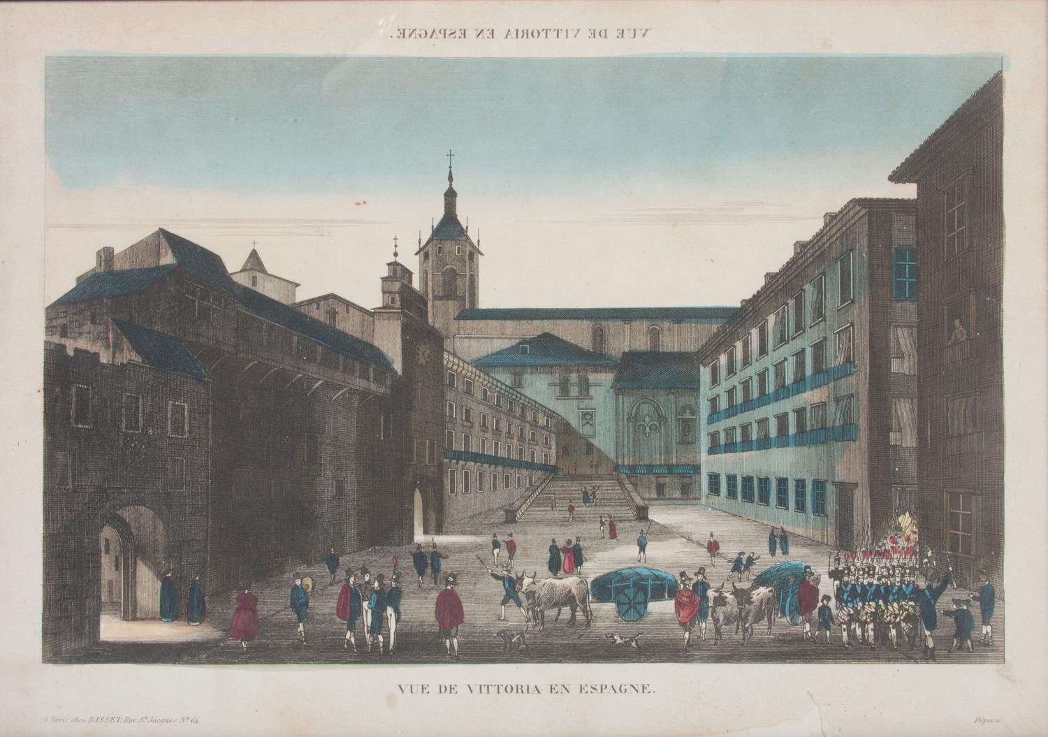 A Set of Four Hand-colored Engravings Each: 12 x 16 1/8 inches.