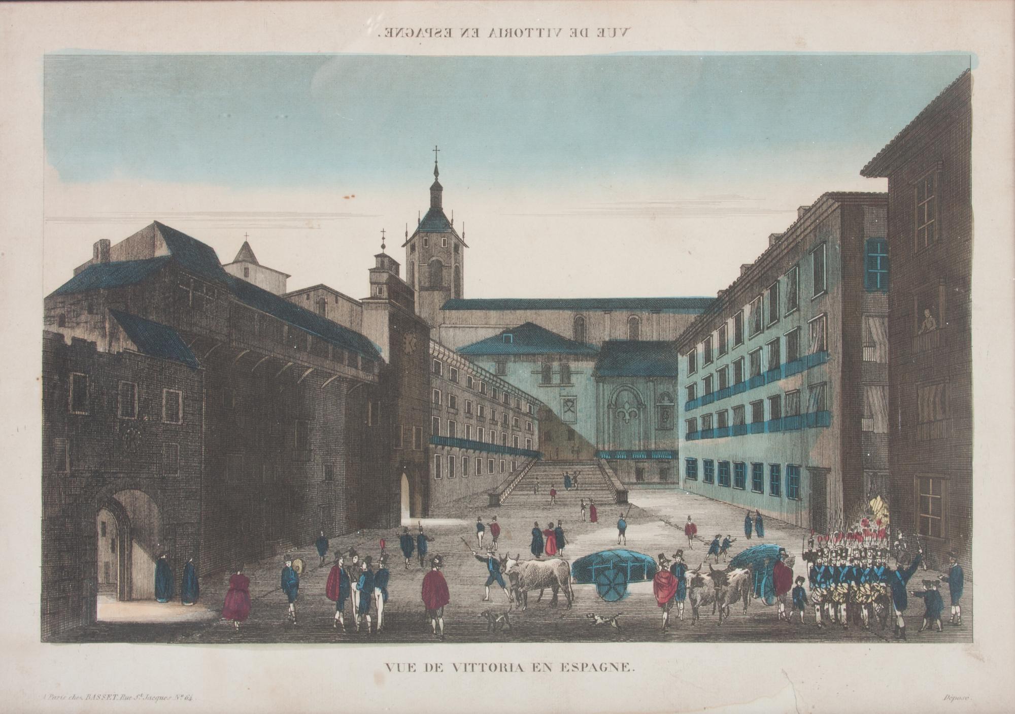 A Set of Four Hand-colored Engravings Each: 12 x 16 1/8 inches.