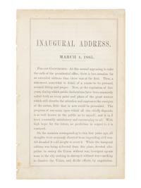 LINCOLN, Abraham (1809-1865). Inaugural Address. March 4, 1865 . [Washington, D.C., 1865].