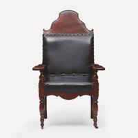 A carved mahogany Campeche or planter's chair Possibly Caribbean, early 19th century