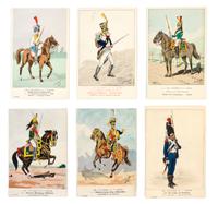 BUCQUOY, EUGENE LOUIS. Over 1000 color cards from Les uniformes du premier empire, c. 1920. Series, 1-226. In four wooden boxes.
