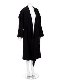 Hermès Cashmere Fringed Coat Trimmed with Leather