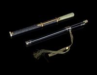 Two Black-Lacquered Wood Knife and Chopsticks Sets