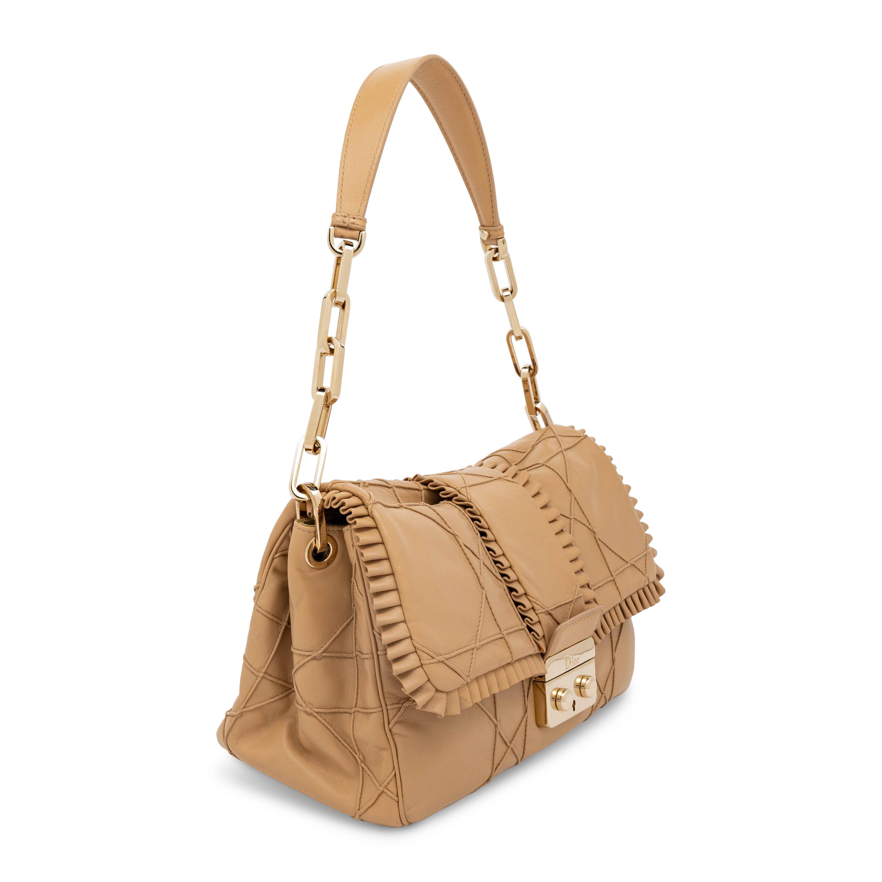 Christian Dior, New Lock Flap Bag in Tan Lambskin Leather