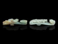 Two Celadon Jade Belt Hooks