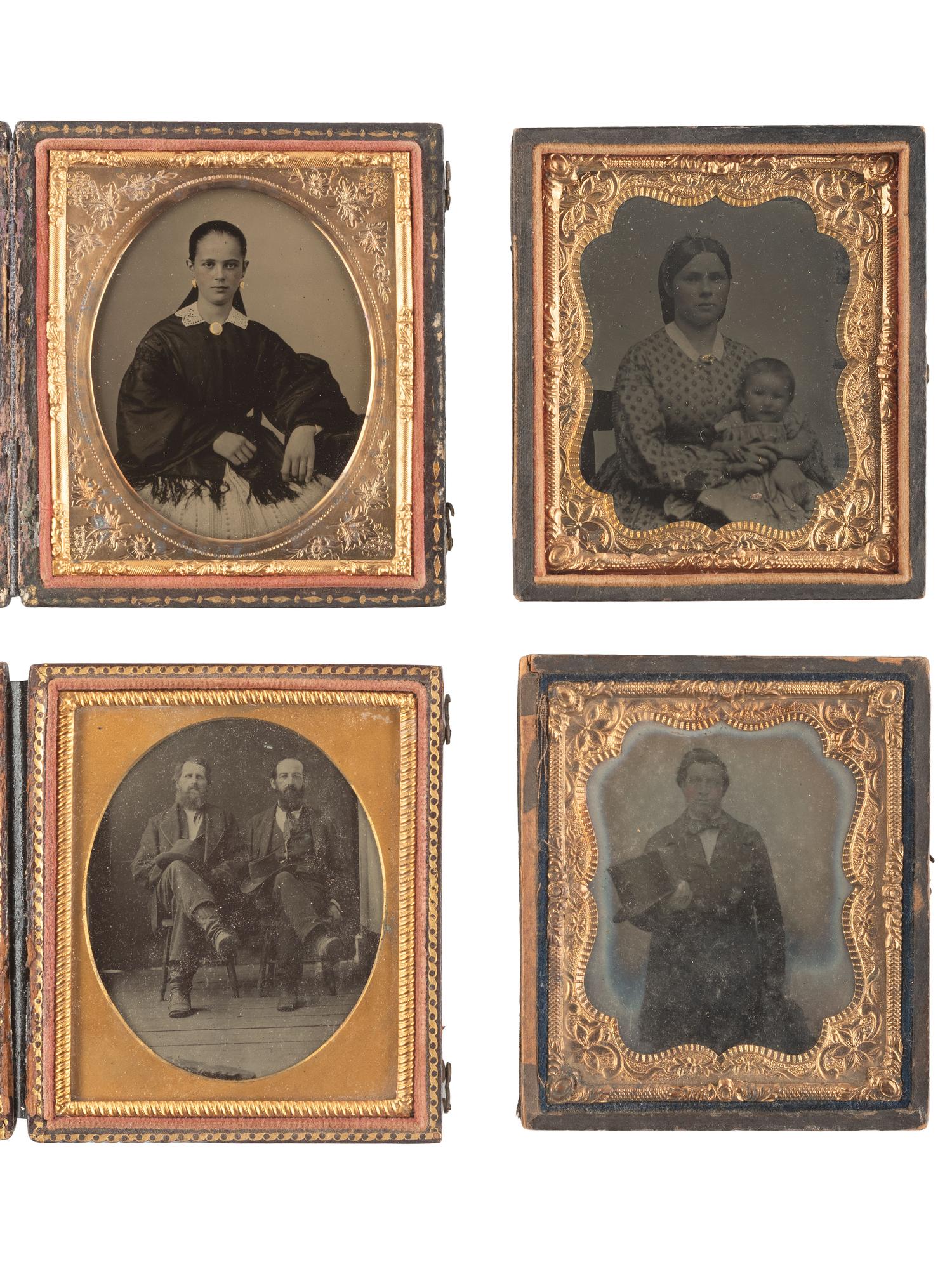 [EARLY PHOTOGRAPHY]. 40 assorted sixth and ninth plate ambrotype and tintype portraits of men, women, and children, incl. example by GUTEKUNST.