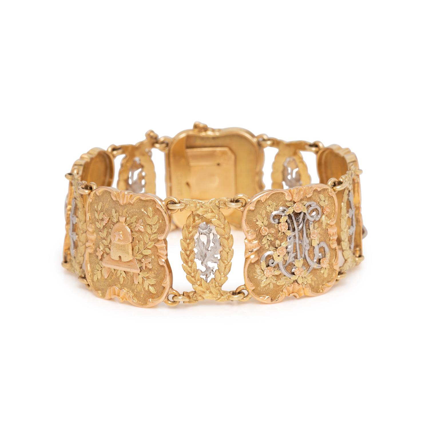DAUBRÉE, ART NOUVEAU, TRICOLOR GOLD BRACELET