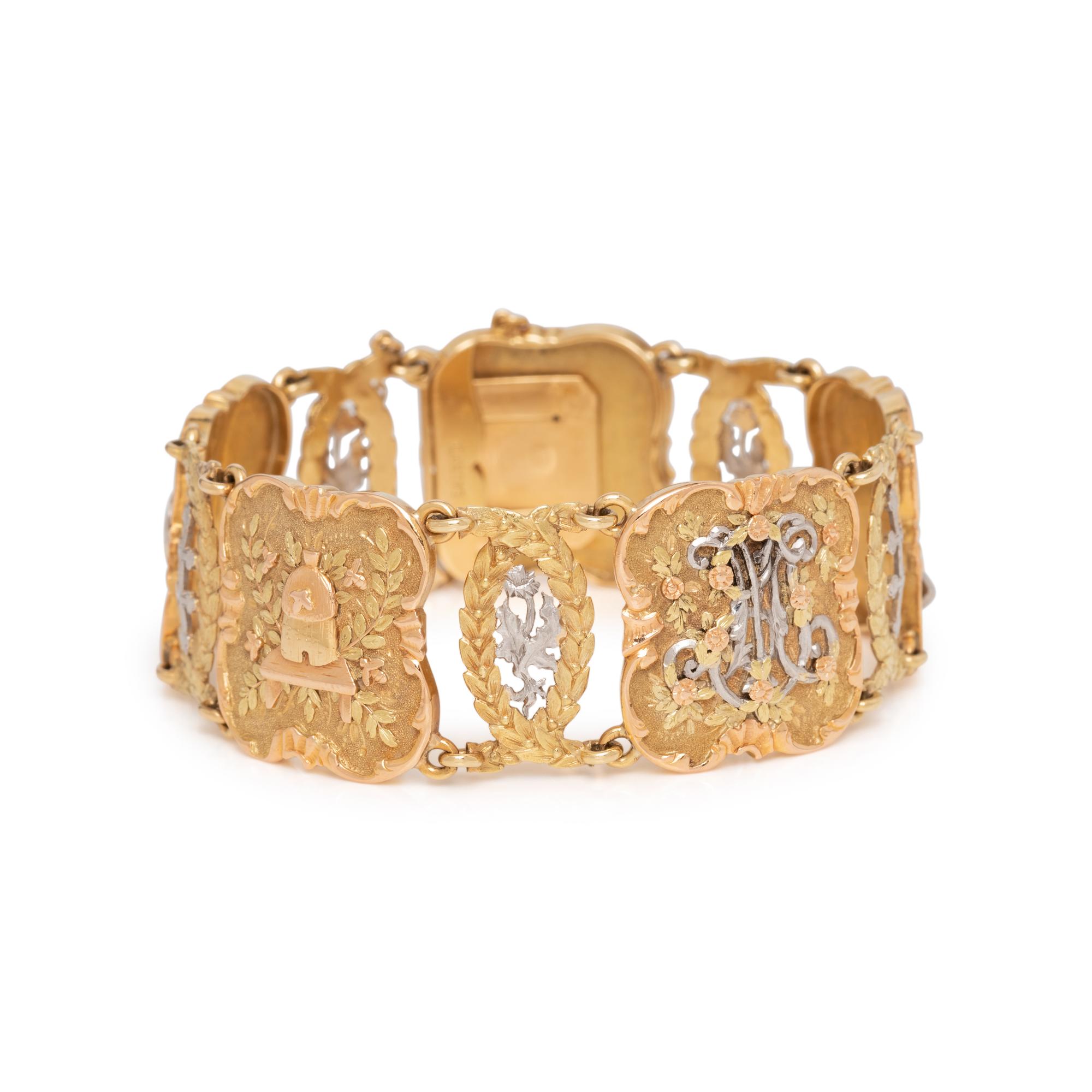 DAUBRÉE, ART NOUVEAU, TRICOLOR GOLD BRACELET