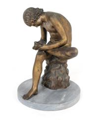 A Continental Patinated Bronze Figure: Spinario — AFTER THE ANTIQUE, EARLY 20TH CENTURY