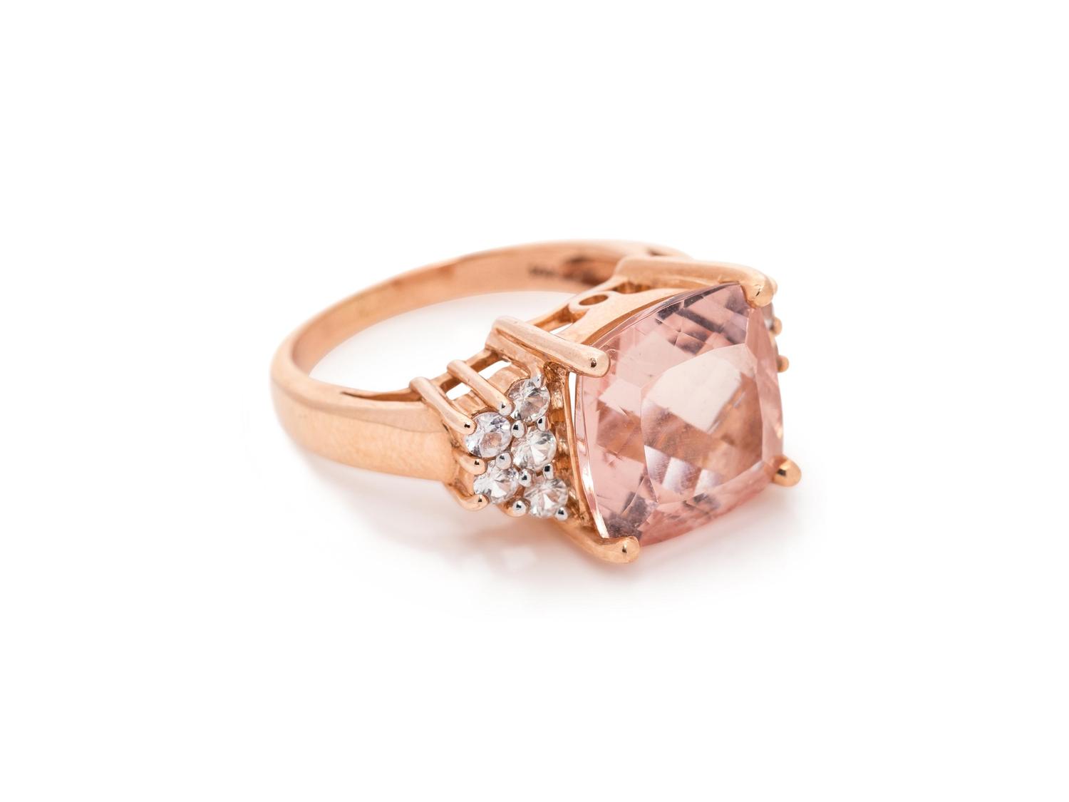 MORGANITE AND WHITE SAPPHIRE RING