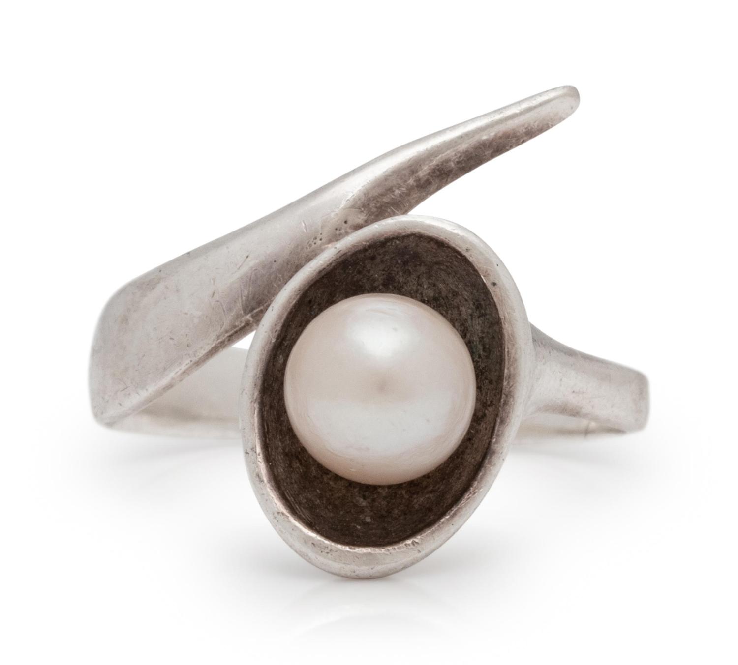 A Silver and Cultured Pearl Ring, Ed Wiener,