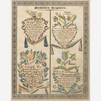Carl Friedrich Seybold (active c. 1818-1843) Fraktur: Family Register for the Hertzler Family of Lancaster Township, Lancaster County, PA, circa 1843