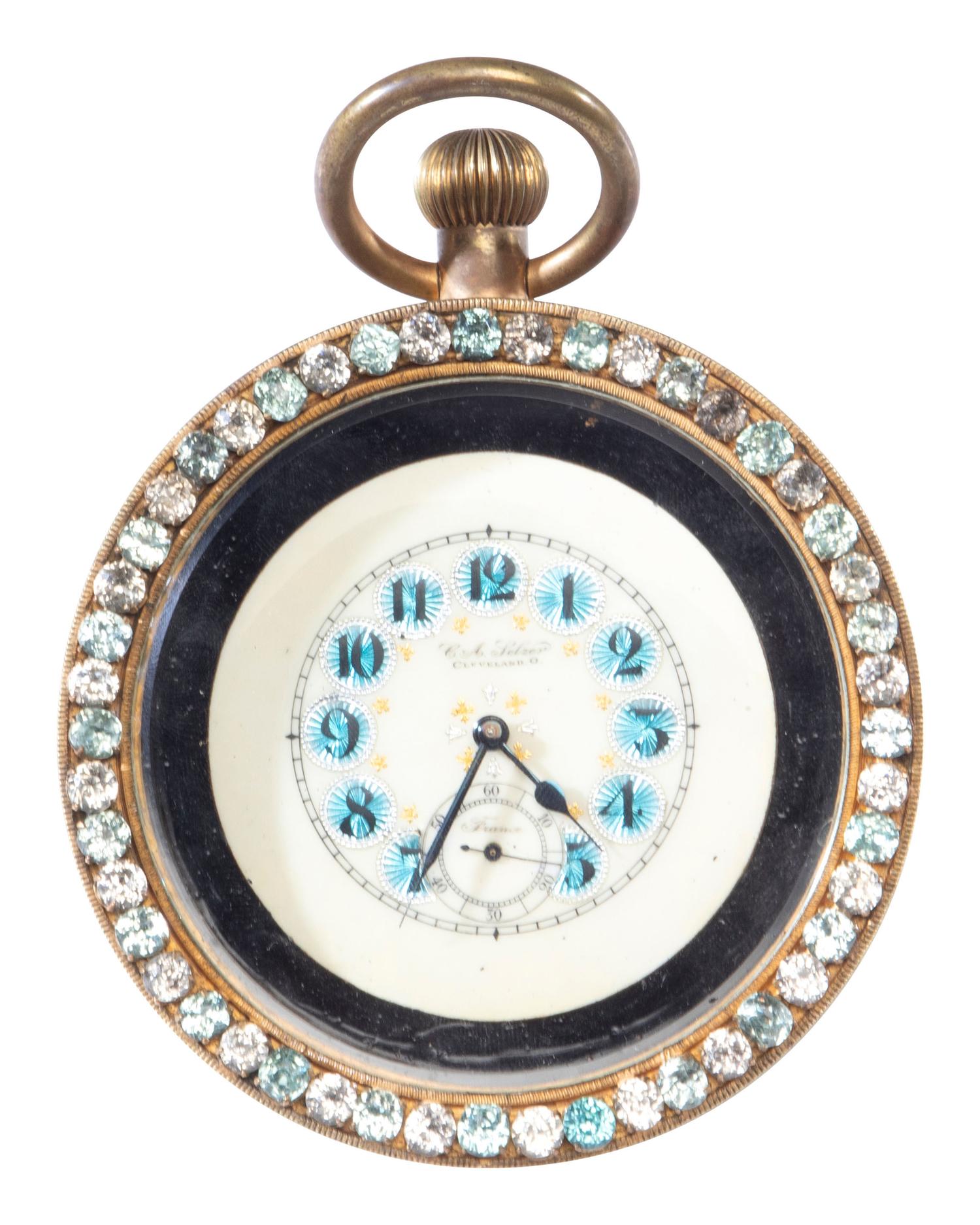 A French Jeweled Paperweight Clock