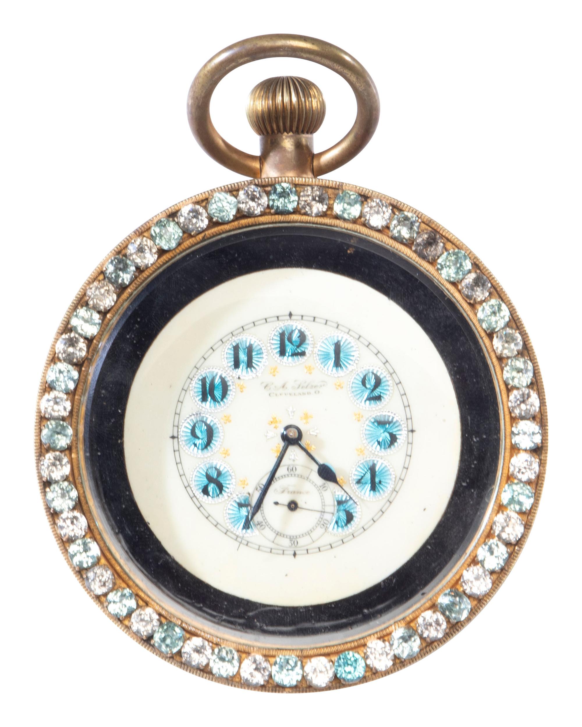 A French Jeweled Paperweight Clock