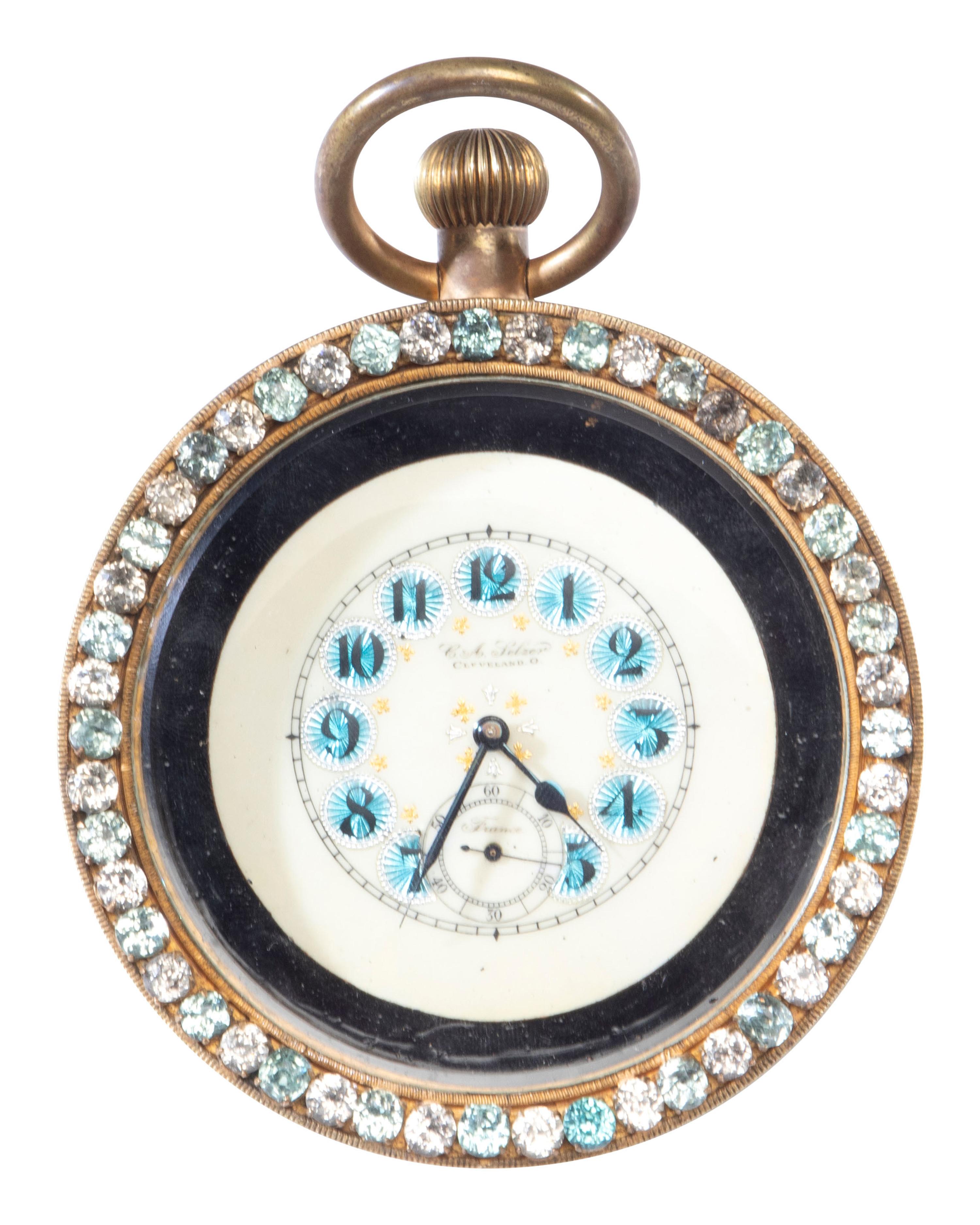 A French Jeweled Paperweight Clock