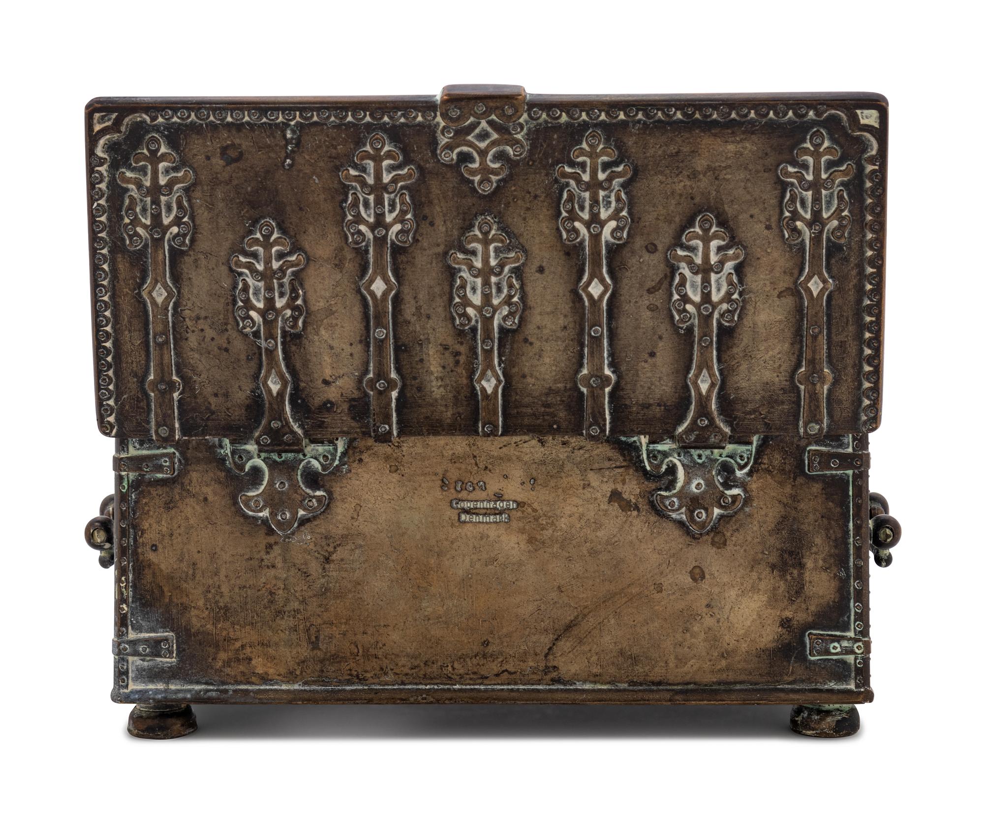 A Danish Cast Bronze Table Casket Commemorating the Battle of Lyndanisse