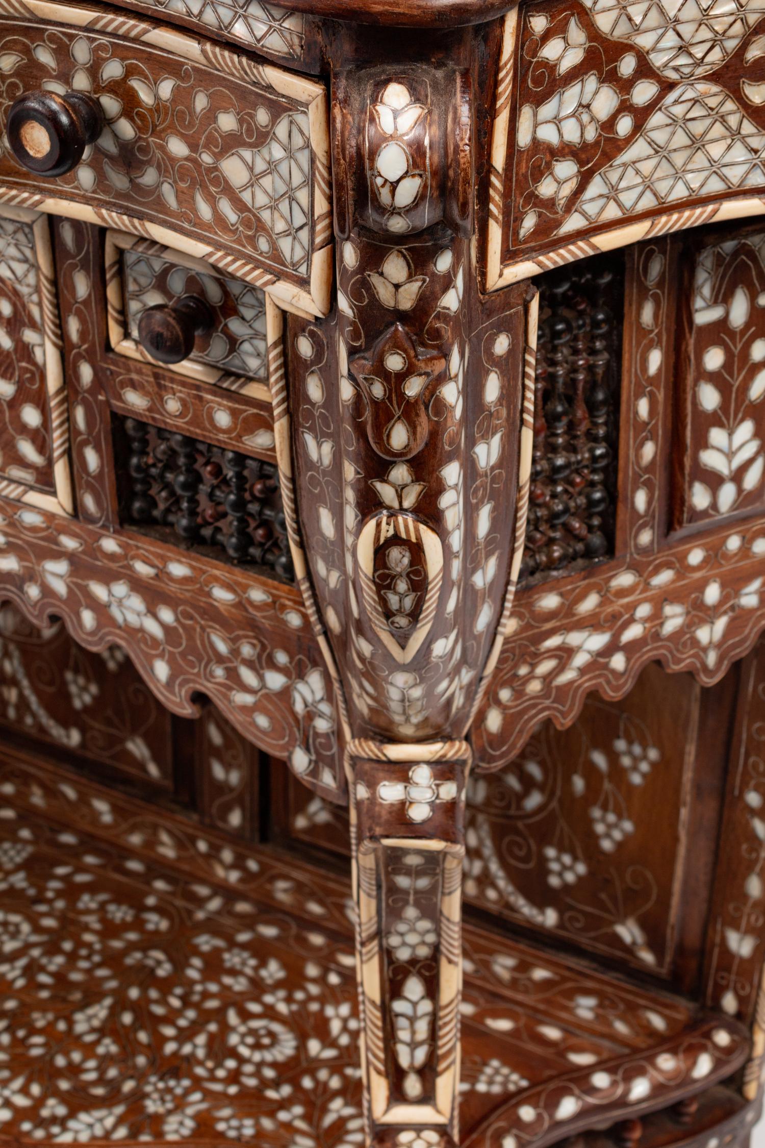 A Syrian Pewter and Mother-of-Pearl-Inlaid Console