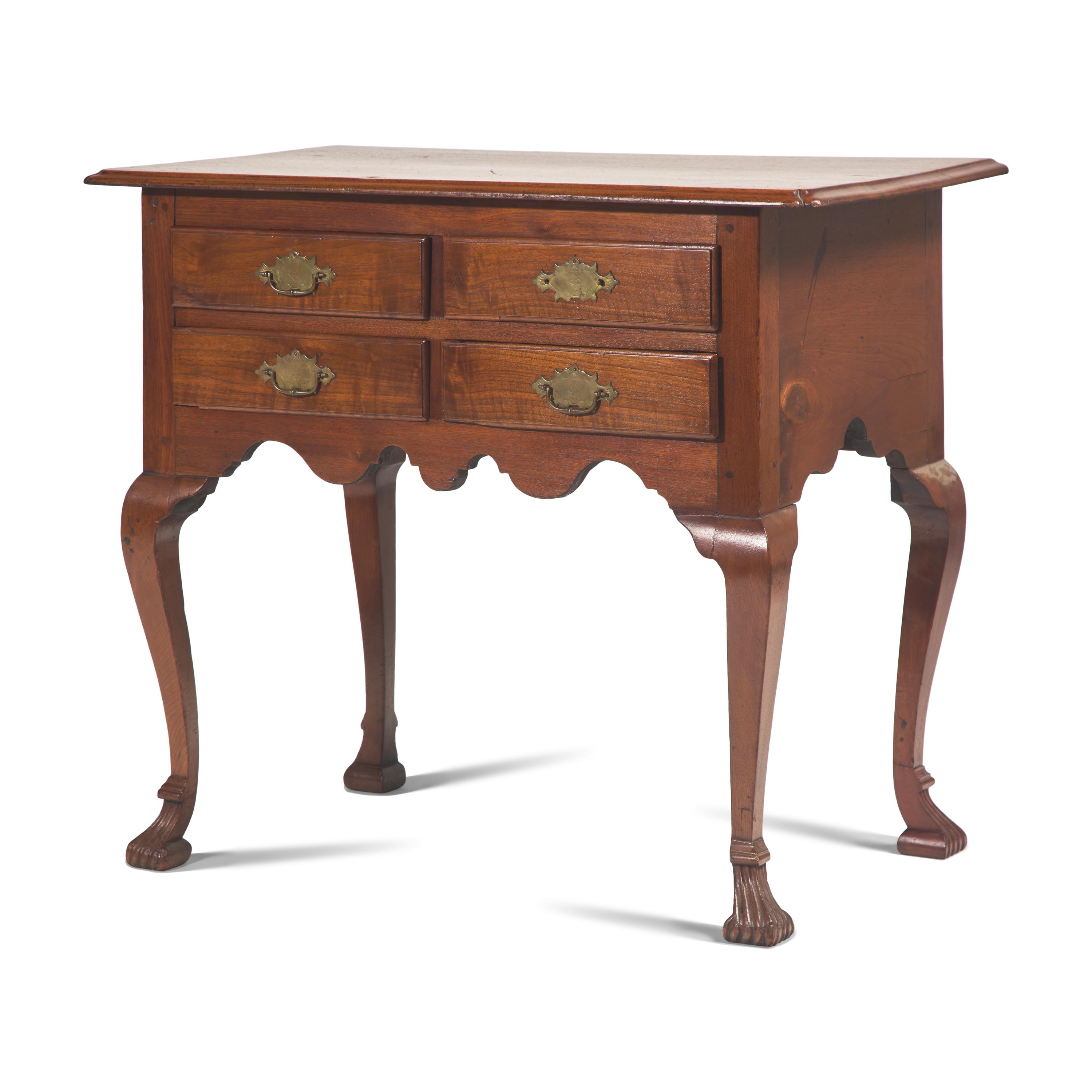 A Queen Anne Carved Walnut Spanish-Foot Dressing Table