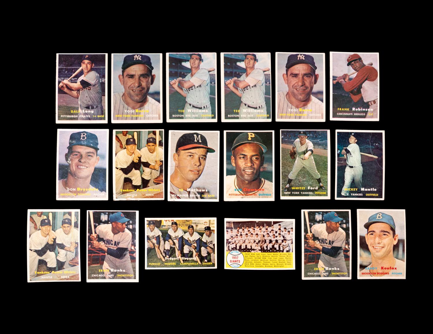 An Impressive Group of 1957 Topps Baseball Cards Including Mickey Mantle, Multiple Hall of Famers and Rookies,