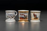 Three Barber's Porcelain Occupational Shaving Mugs