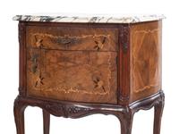 A Pair of Italian Burlwood Marble-Top Commodini