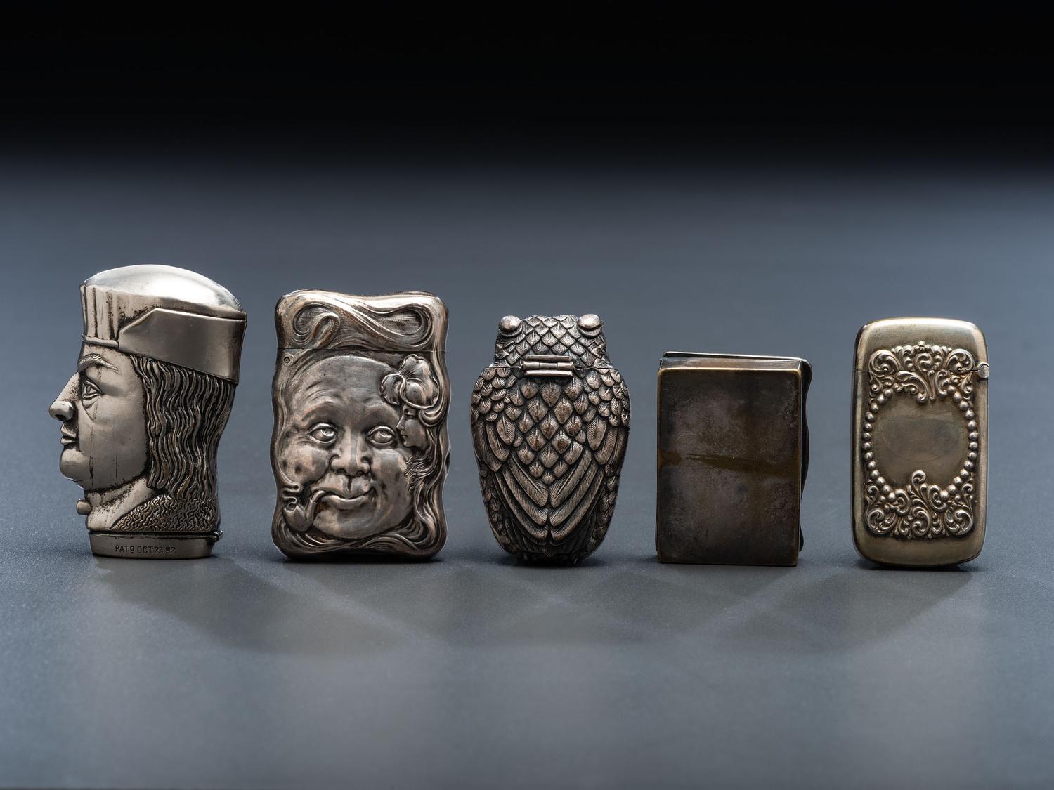 Five Silver Match Safes