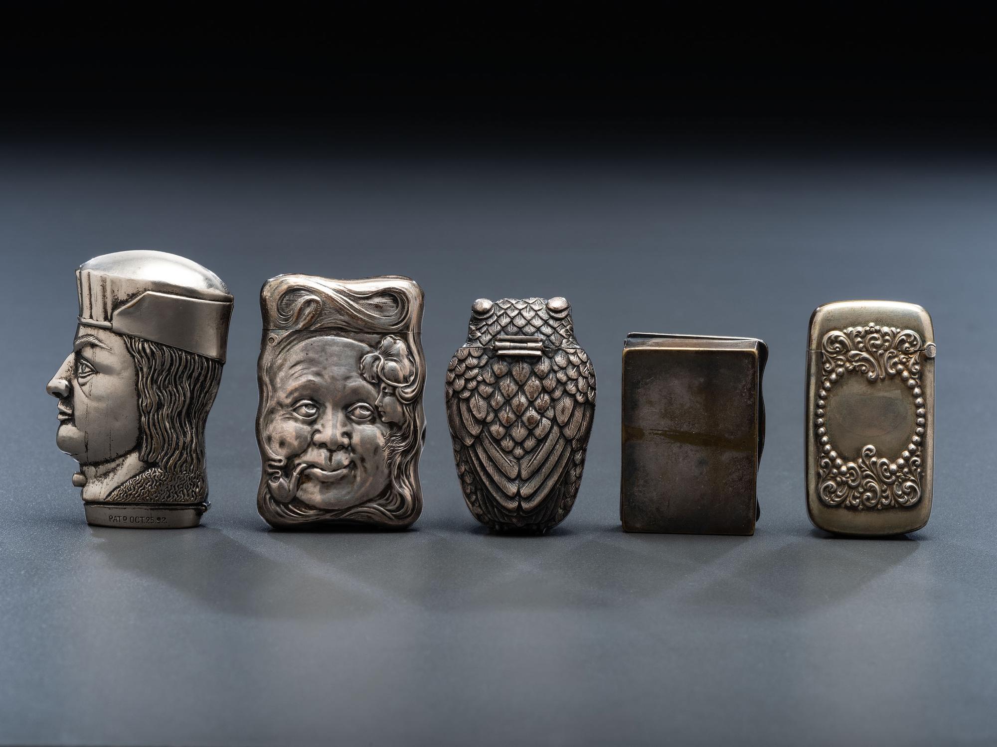 Five Silver Match Safes