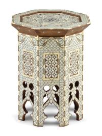 A Syrian or Egyptian Mother-of-Pearl Inlaid Octagonal Side Table