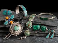Zuni Channel Inlay Bracelet and Earrings, PLUS