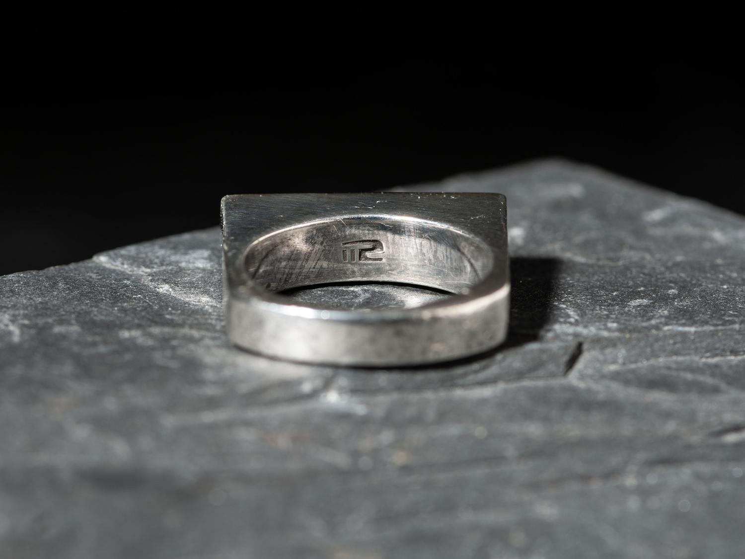 Squared Silver Ring with Inlay