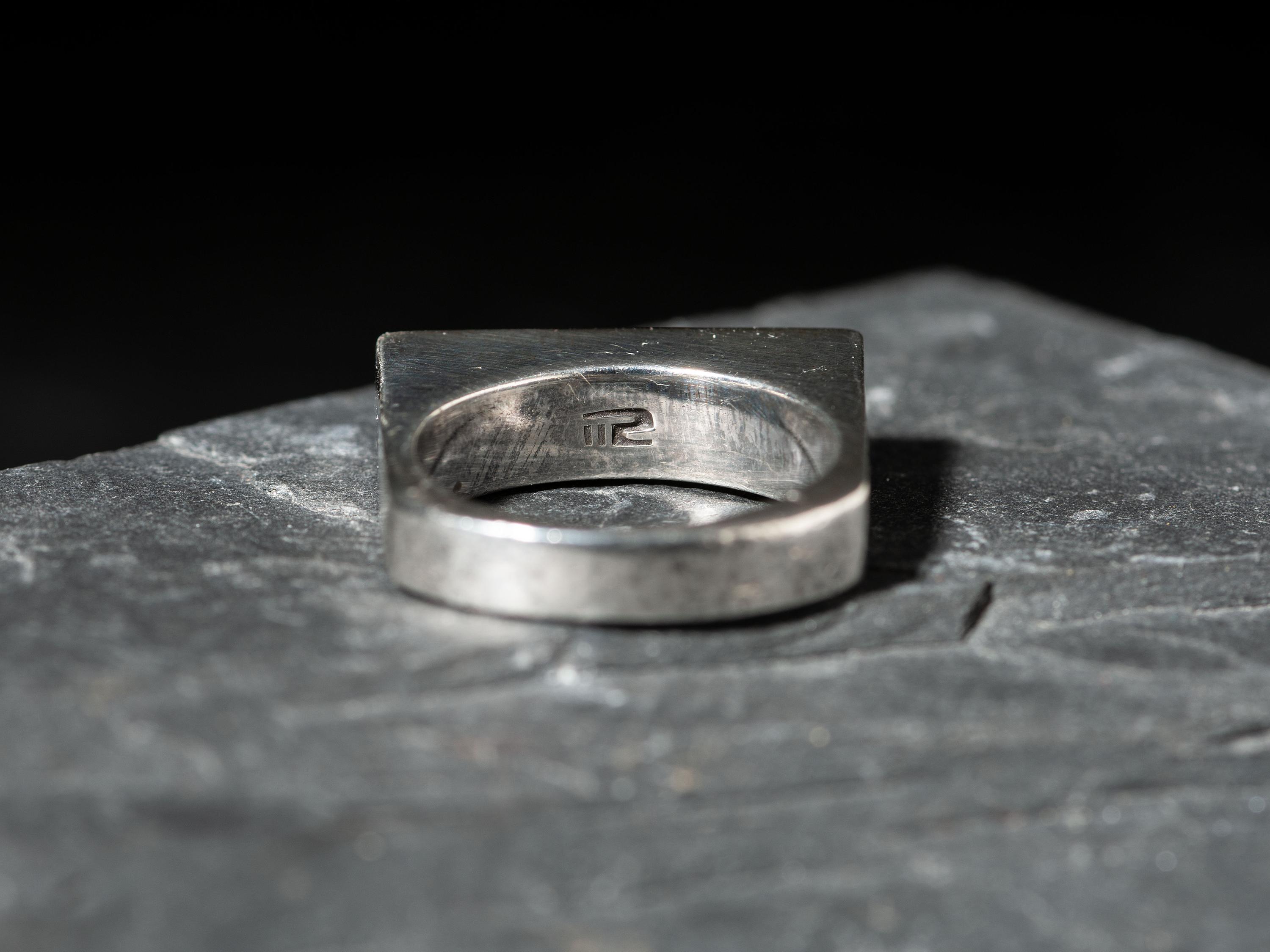 Squared Silver Ring with Inlay