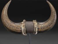 A Pair of Montana Prisoner Folk Art Carved Bison Horns