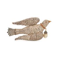 DIAMOND AND GEMSTONE BIRD BROOCH