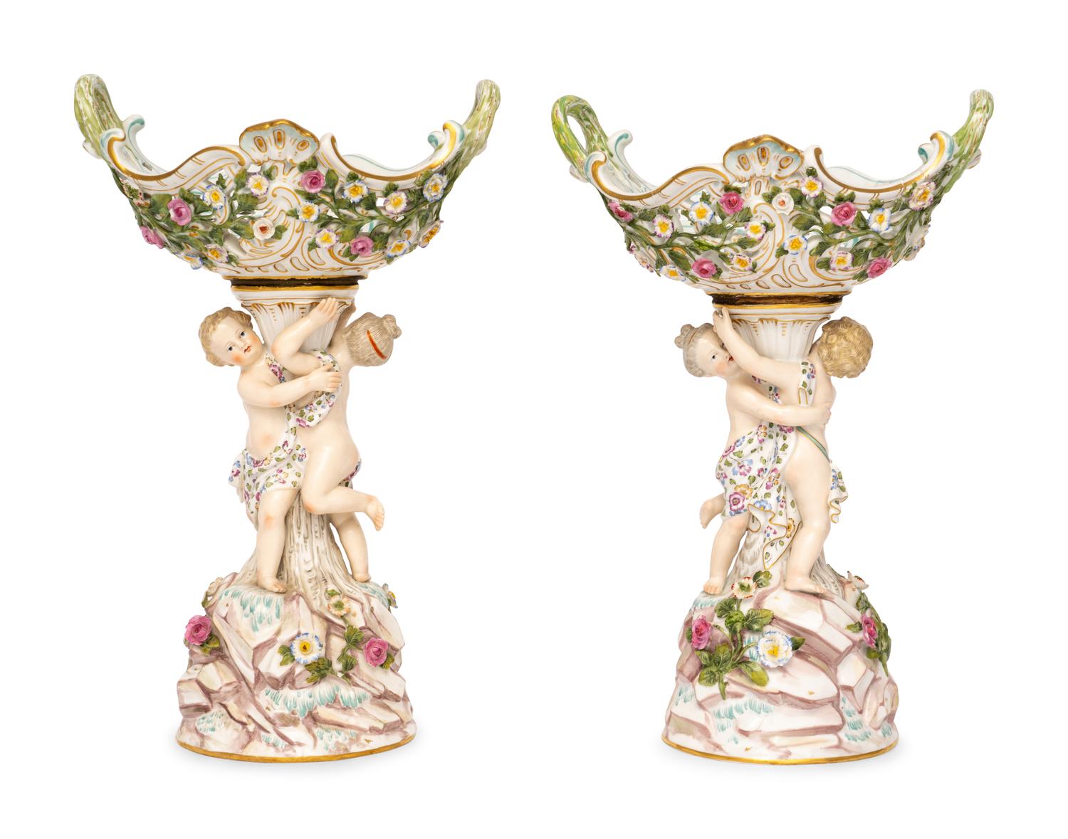 A Pair of Meissen Porcelain Baskets