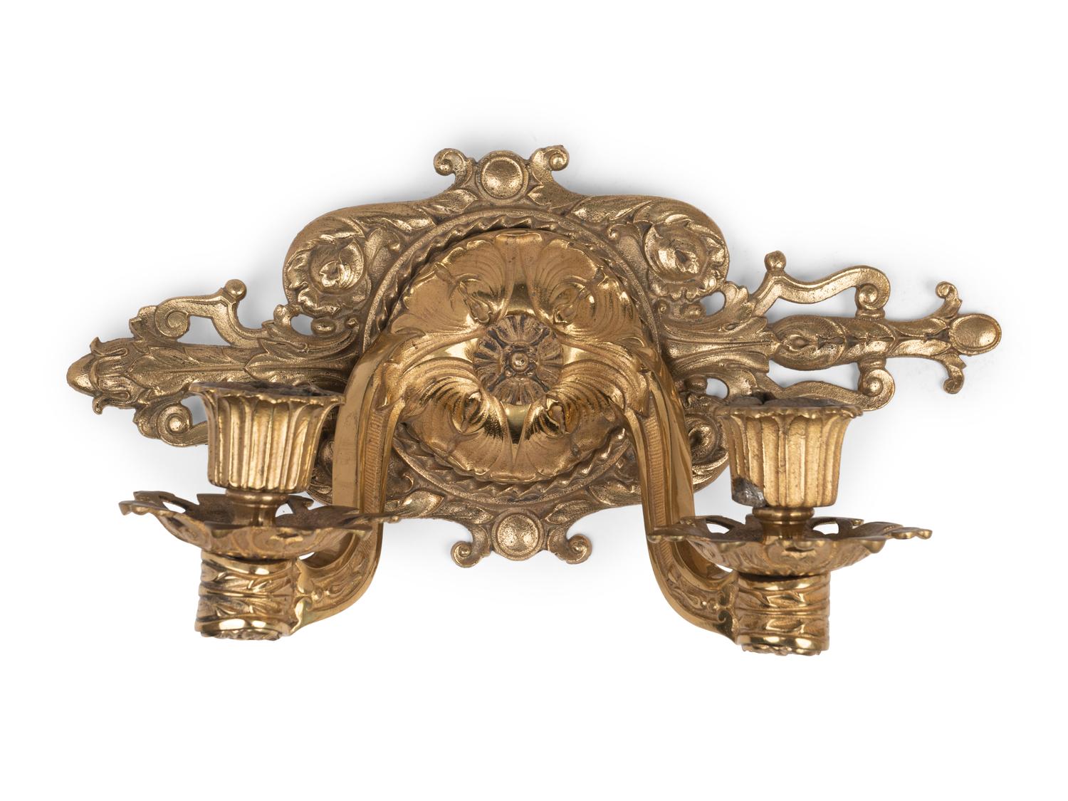 Two Continental Gilt Bronze Sconces