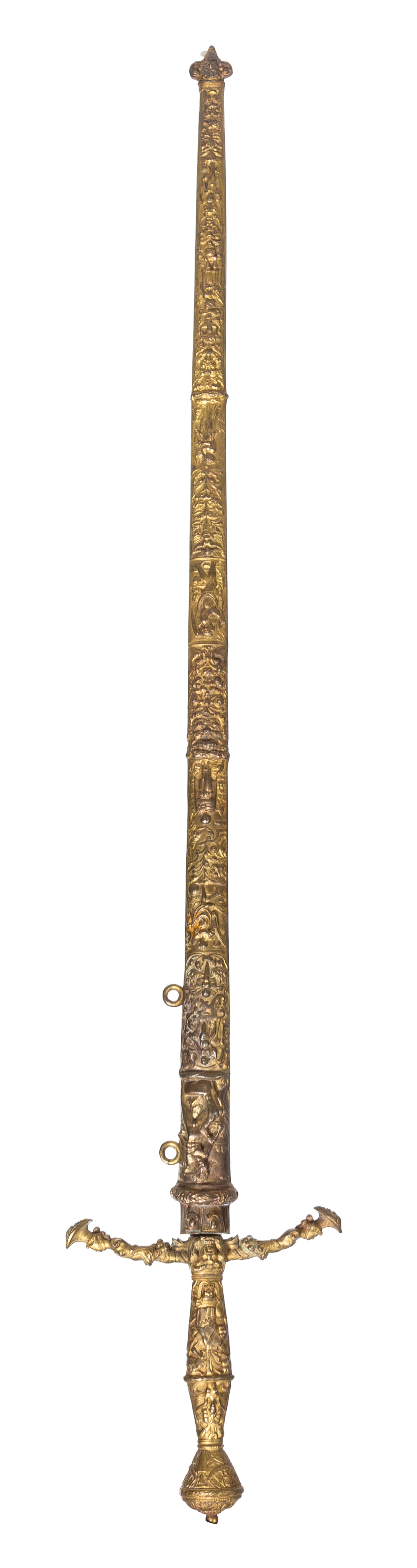 A Continental Brass Sword and Sheath Length 47 1/2 inches.