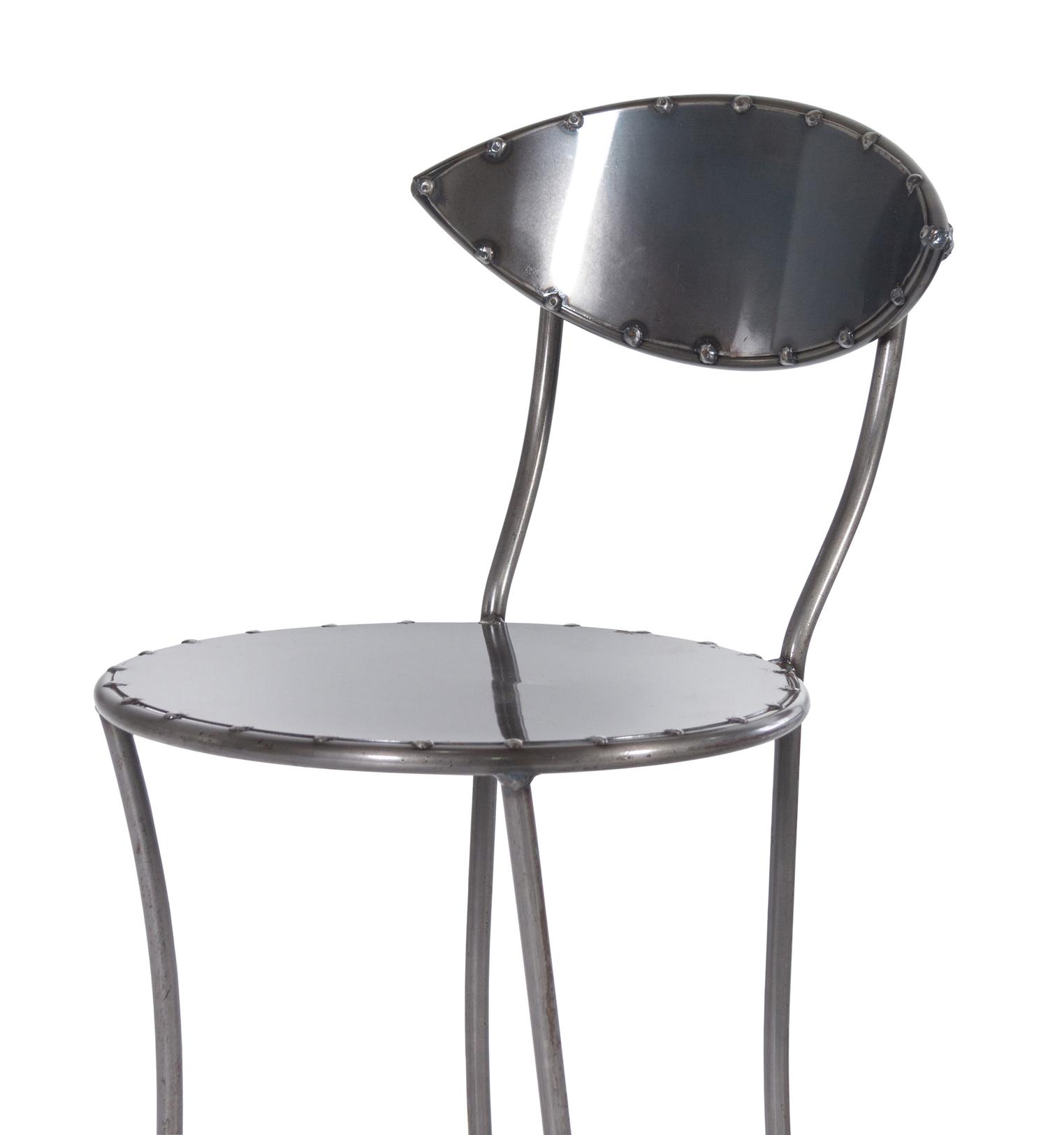 A Set of Six Custom Steel Bar Seats