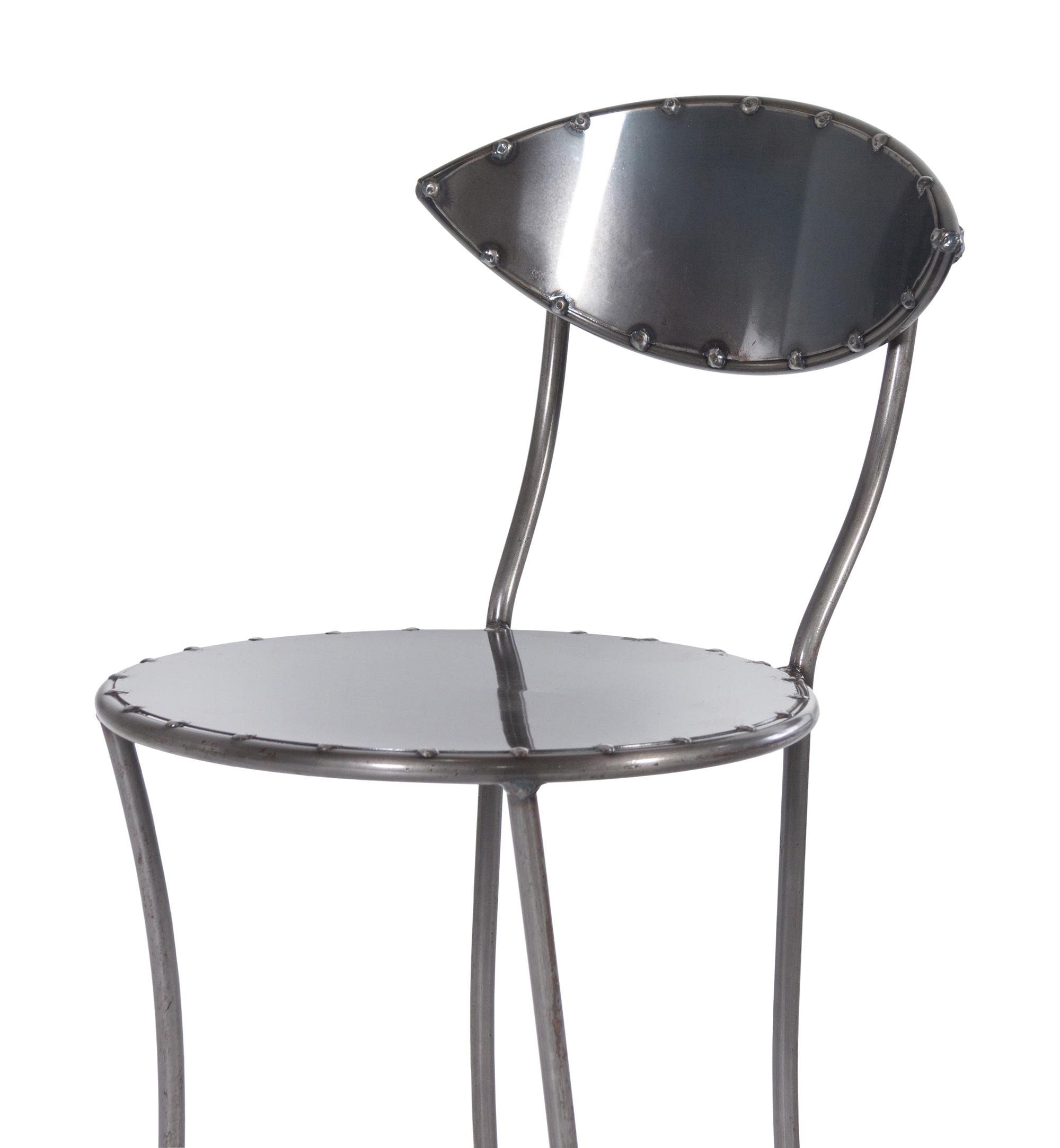 A Set of Six Custom Steel Bar Seats
