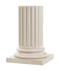 A White Painted Columnar Pedestal Height 34 x width 22 3/4 x depth 22 3/4 inches. — 20TH CENTURY