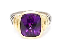 A Sterling Silver, 14 Karat Yellow Gold and Amethyst 'Noblesse' Ring, David Yurman, 9.50 dwts.
