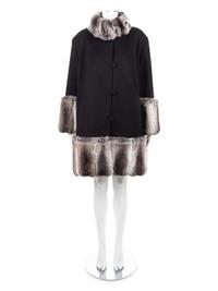 Black Cashmere and Chinchilla Trim Coat, 1990-2000s