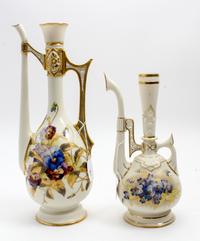 Two Royal Worcester Porcelain Ewers Height of taller 13 3/4 inches. — 1886