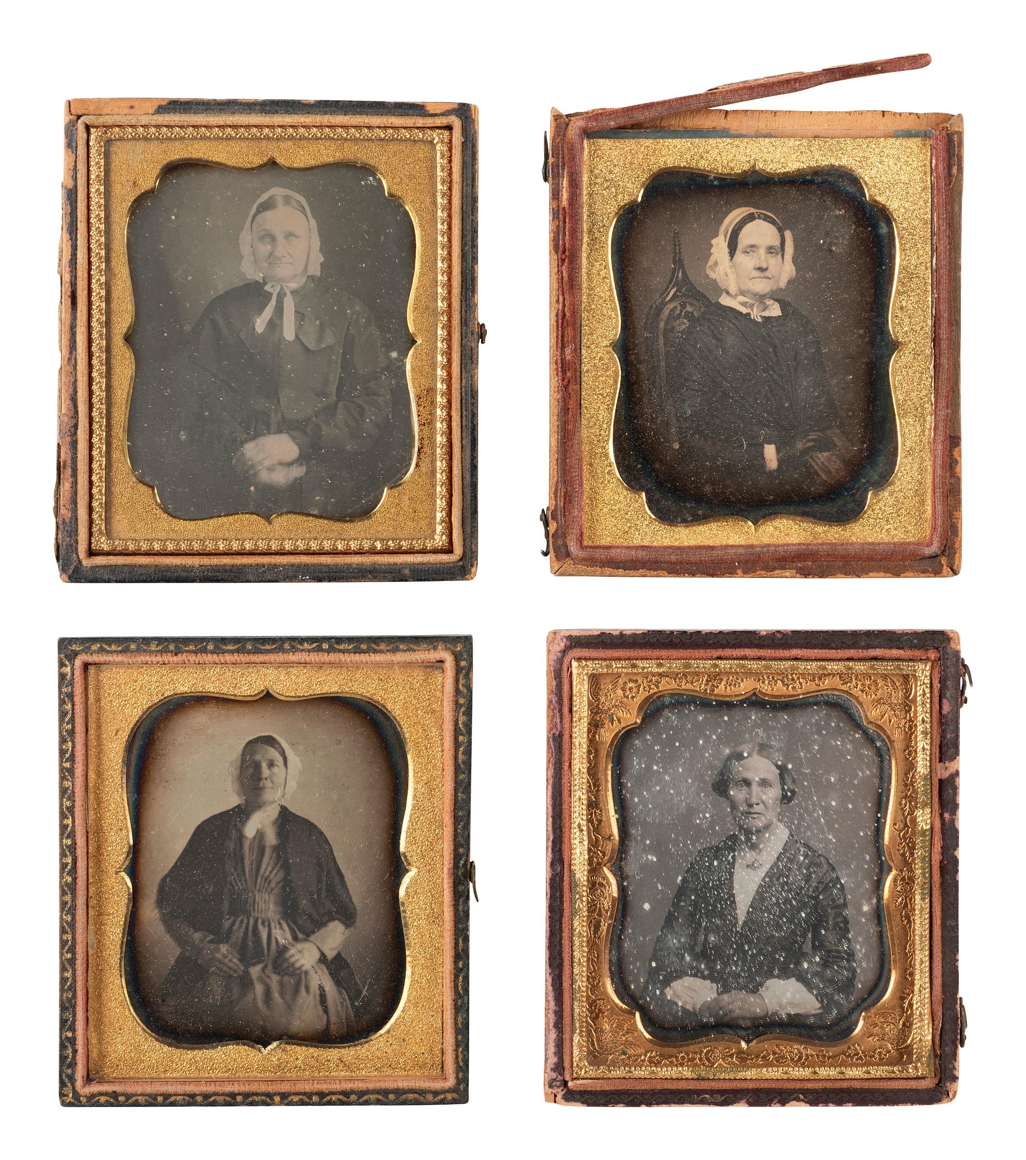 [EARLY PHOTOGRAPHY]. A group of 35 sixth plate daguerreotypes of aged women.
